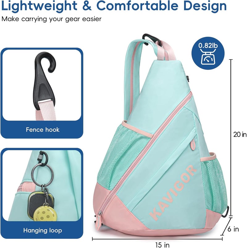 KAVIGOR 2025 Pickleball Sling Bag, Convertible Ultra-Light Backpack with Skin-Soft Fabric & Wet/Dry Pocket, Fits 4 Paddles + Gear - Image 5